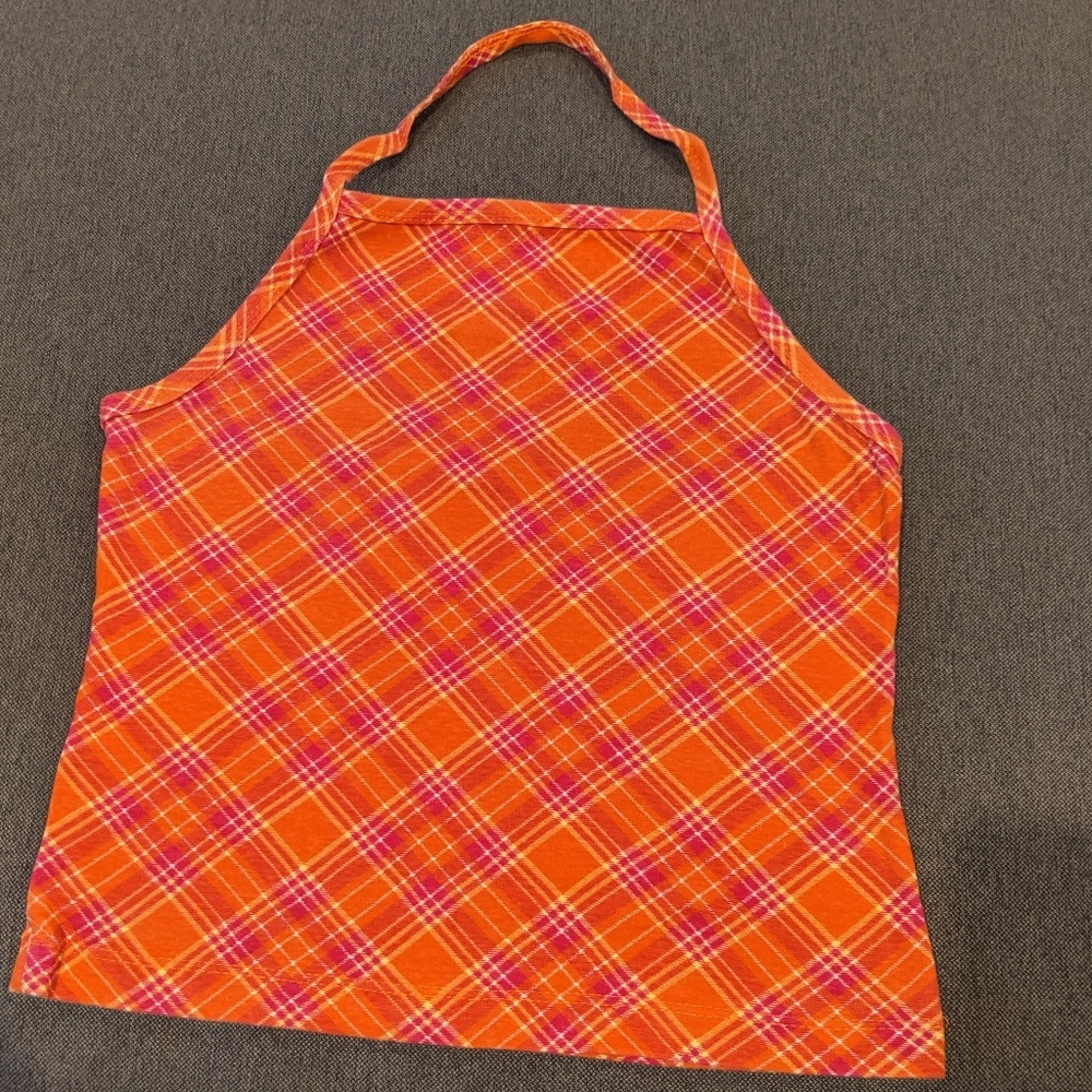 BOGO Orange & raspberry plaid halter top in M